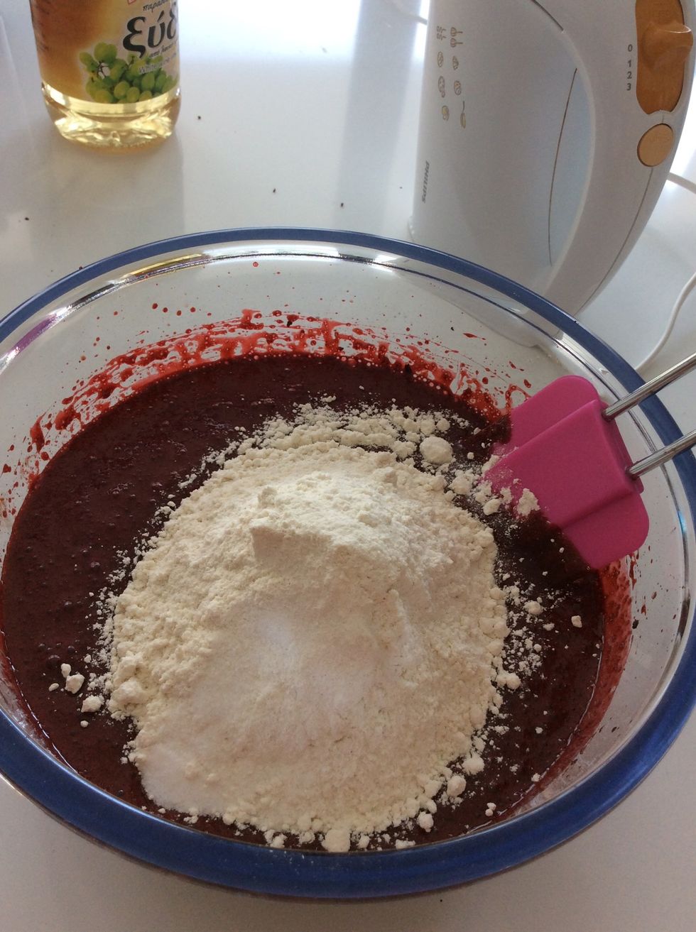 Add the flour and salt and mix gently