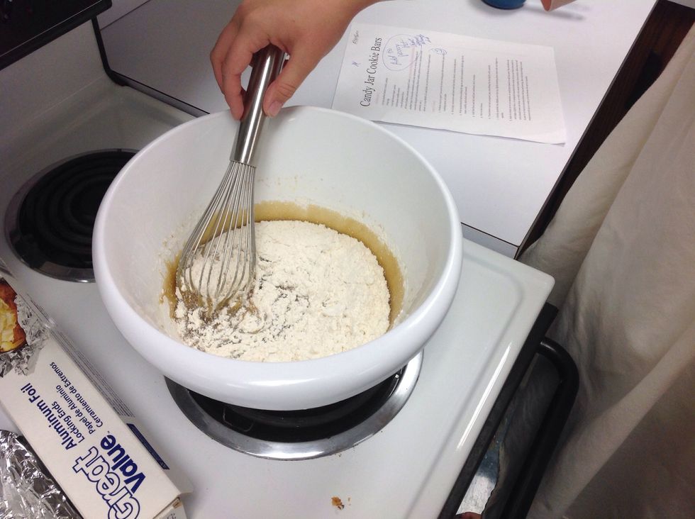 Add the flour and stir until just combined, don't over mix