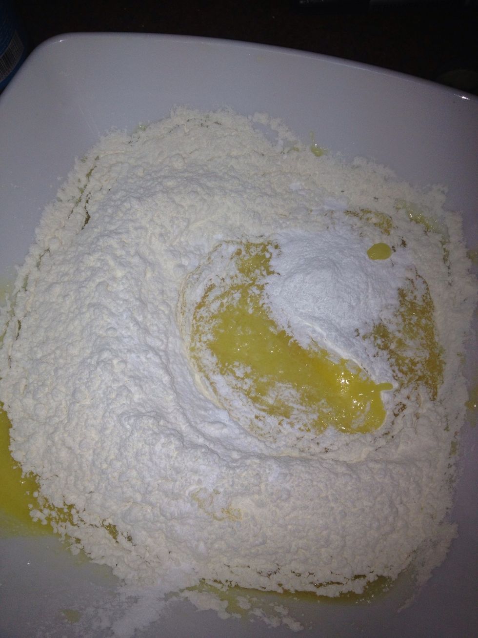 Add the flour and the baking powder