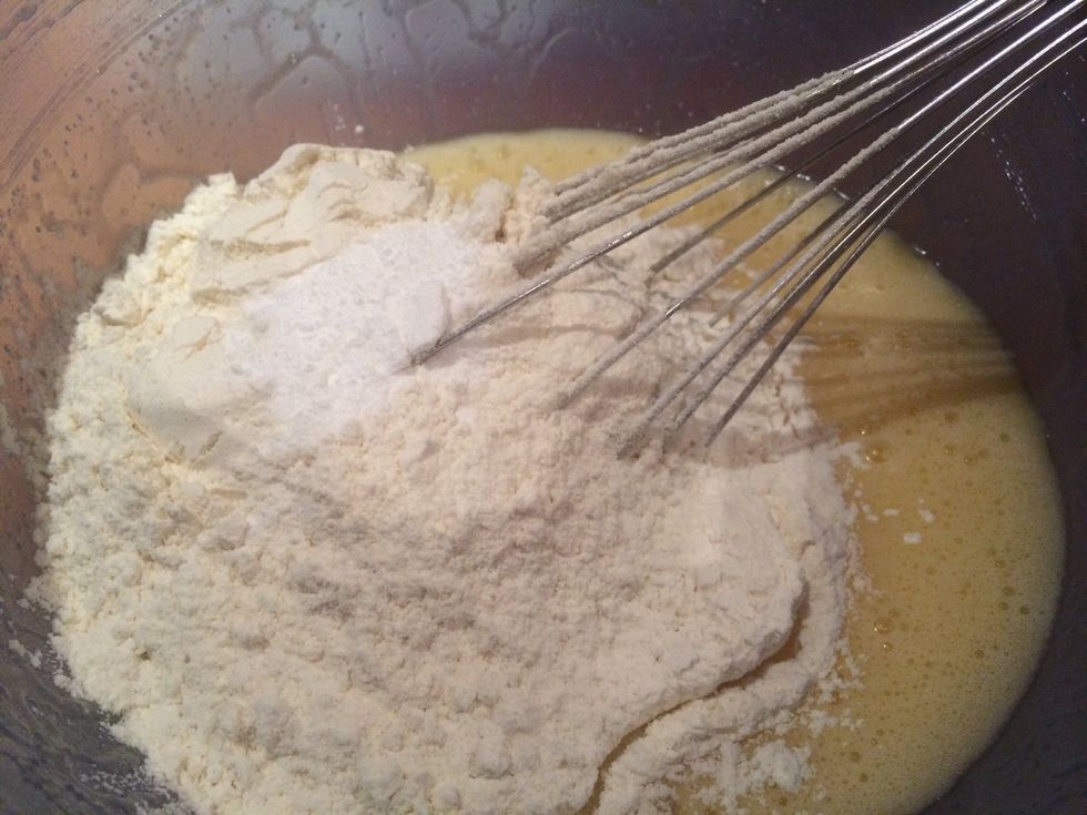 Add the flour and the baking soda.