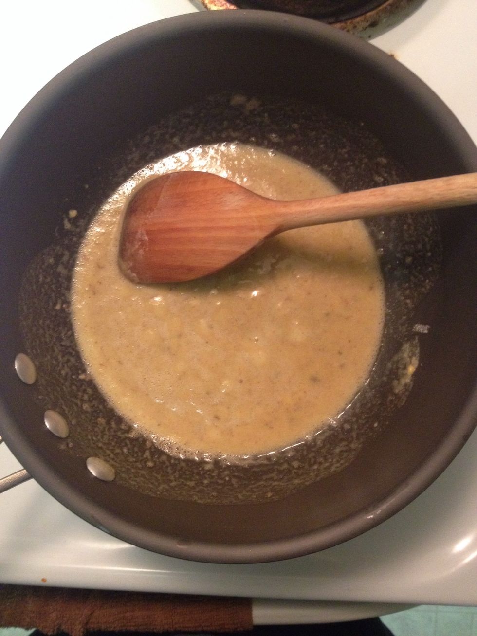 Add the flour. I used all purpose gluten free flour here to keep the dish completely gluten free. Stir and cook for 5 or so minutes
