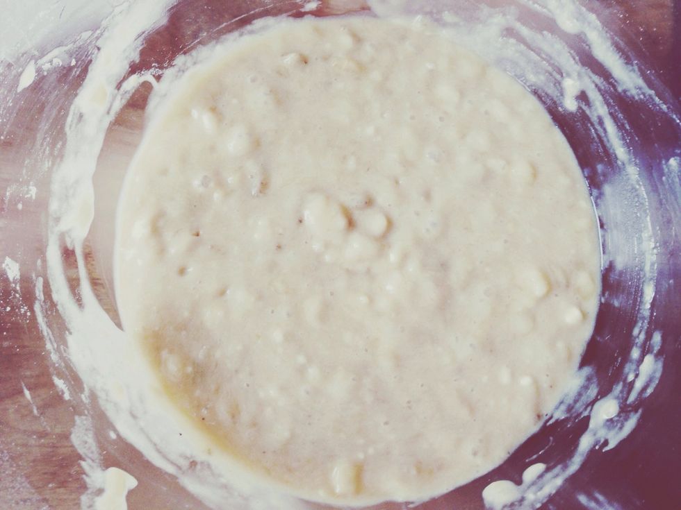 Add the flour last, mix.