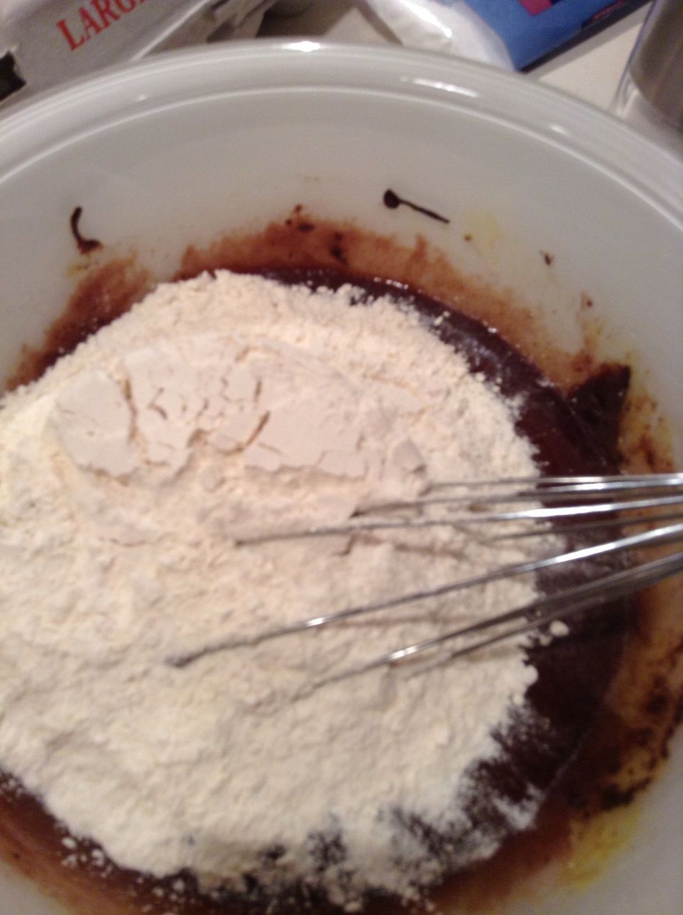 Add the flour stir so it all gets mixed in.