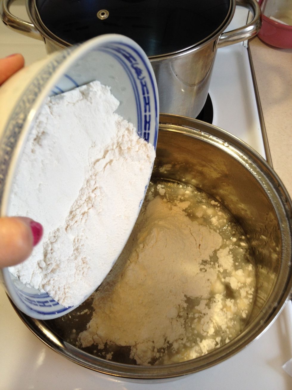 Add the flour.