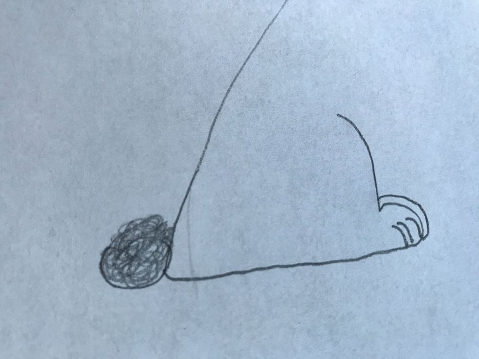 Add the fluffy tail- try using scribbly circles to create detail