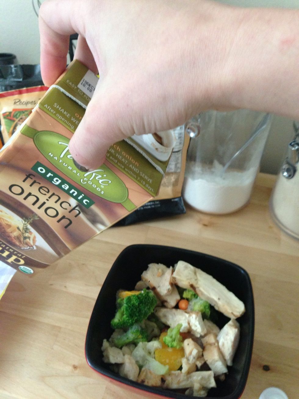 Add the French onion soup to the mixture.