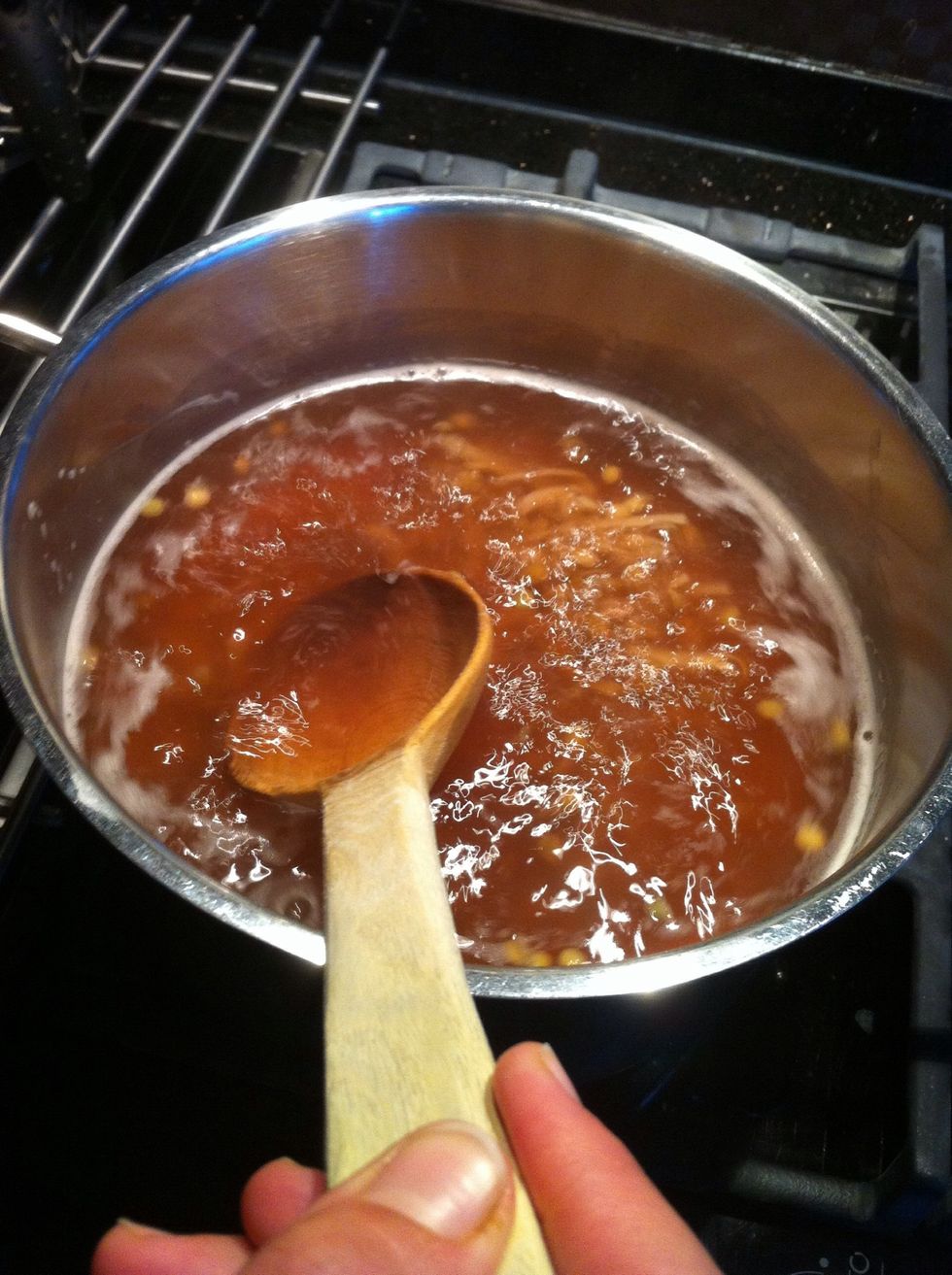Add the fried pieces into the mixture with the oil.Be careful don't get burned!\u261d\ufe0f