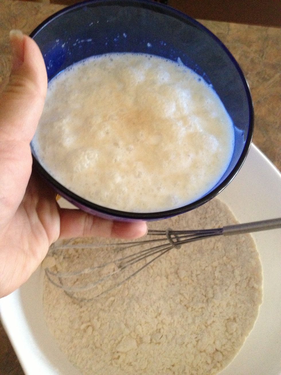 Add the frothy yeast mixture.