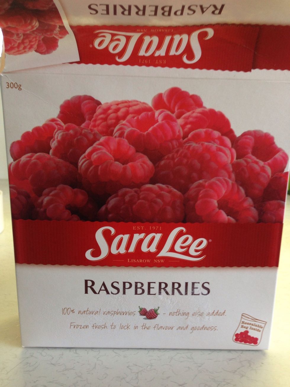 Add the frozen raspberries.