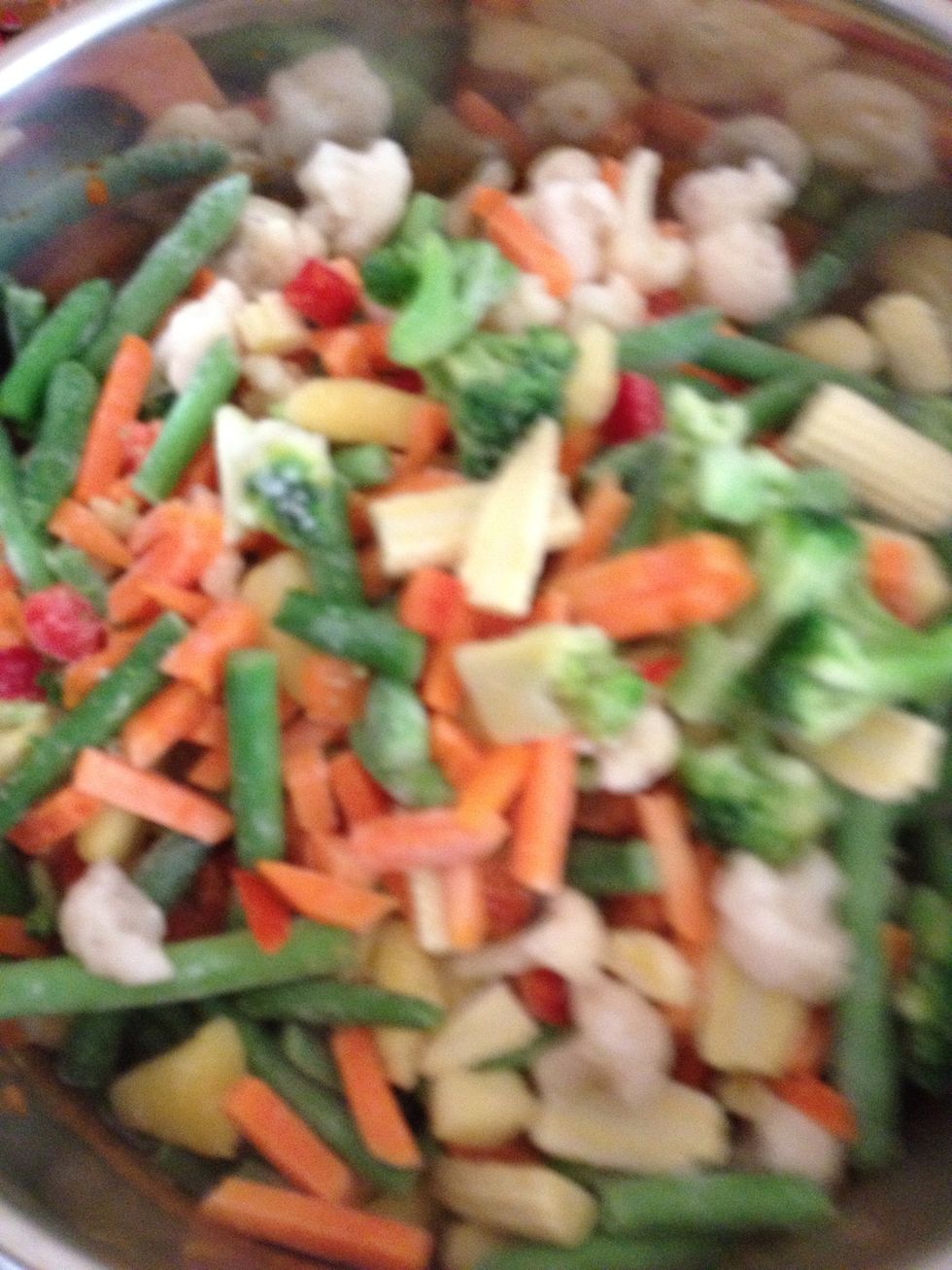 Add the frozen vegetables to the mixture
