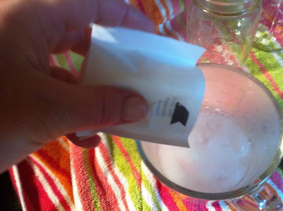 Add the fruit pectin to 1 cup of steaming hot water.