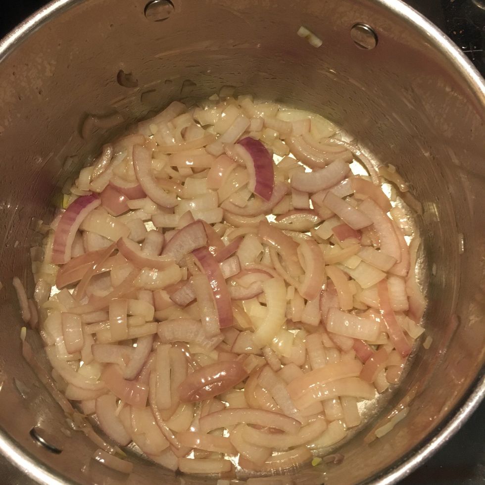 Add the garlic, cook another 5 minutes. Lower the heat if needed. Burned garlic, bad garlic.