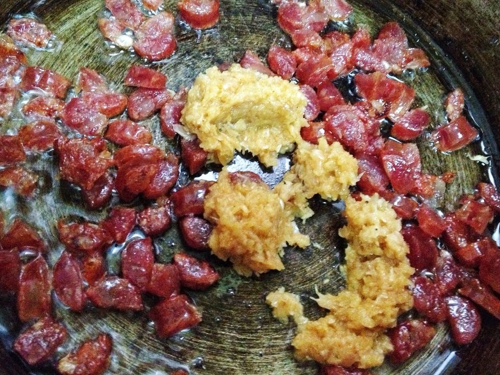 add the garlic-onion paste. mix. (not easy to take pictures while cooking!)