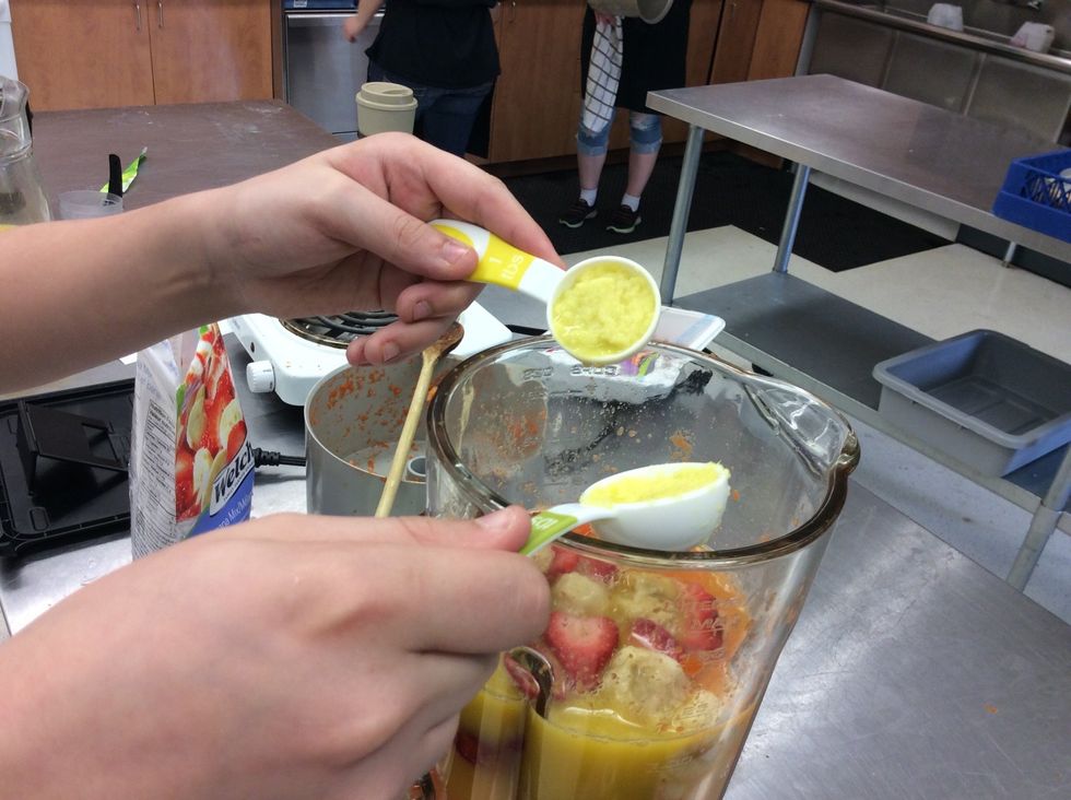 Add the ginger into the smoothie