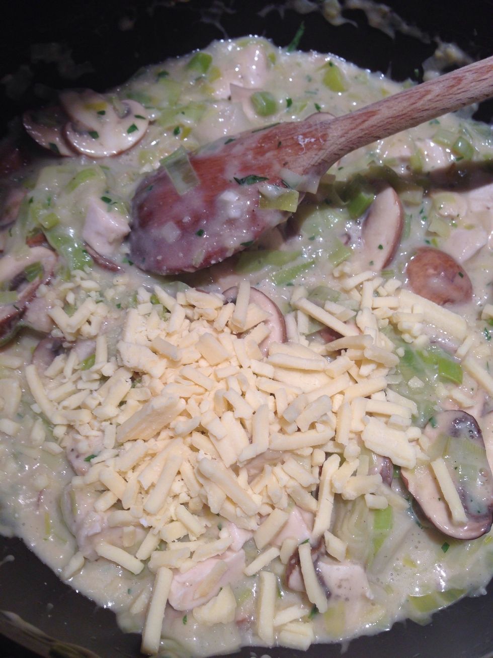 Add the grated cheese