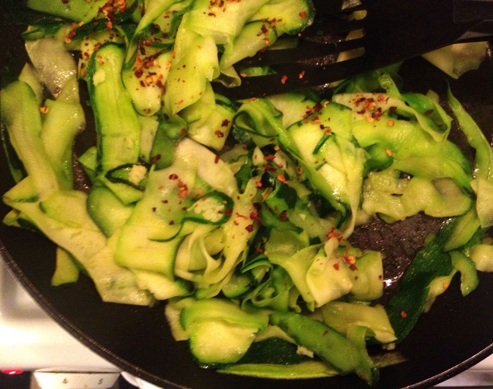 Add the grated garlic and the chili flakes.