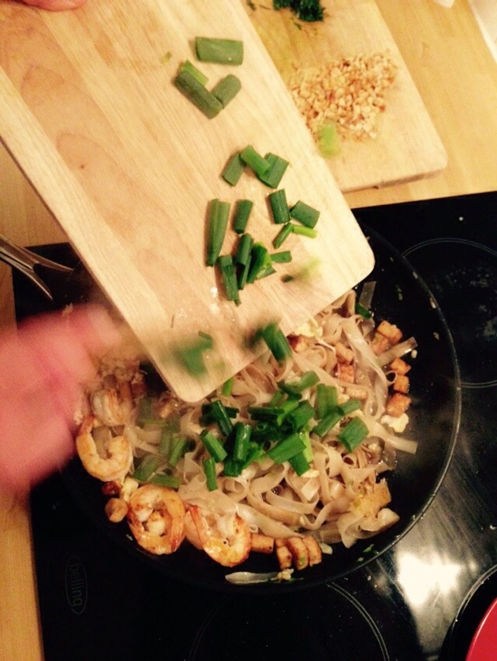 Add the green parts of the scallions too.