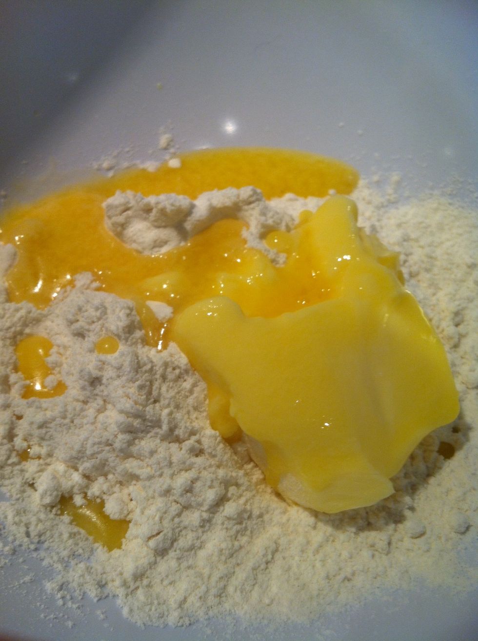 Add the half melted butter
