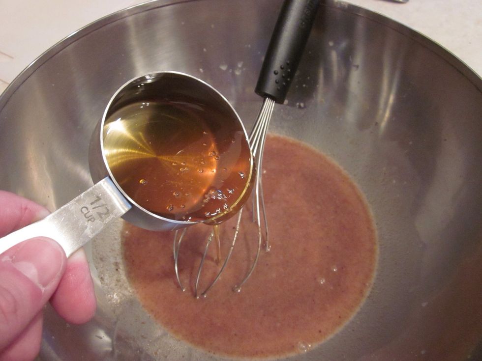 Add the honey and keep on keeping on with the whisking