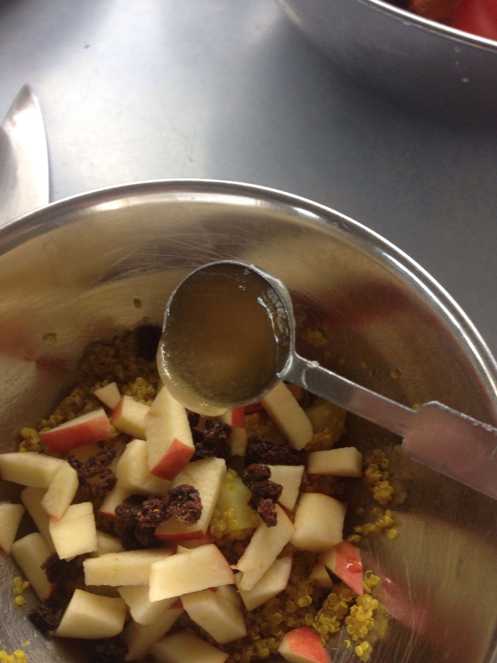 Add the honey... Give the mixture a taste and add more salt or curry if needed.