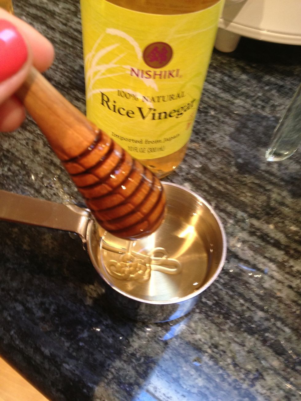 Add the honey (or agave if you are vegan) and the rice vinegar