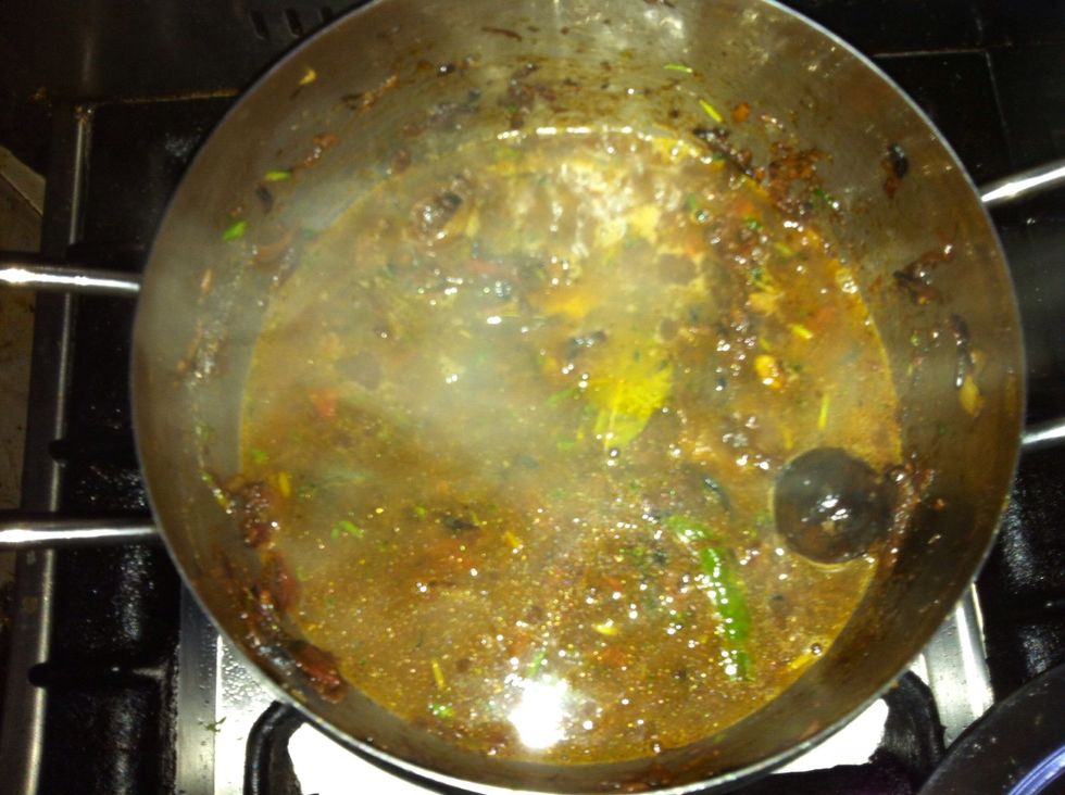 Add the hot water and boil over high heat