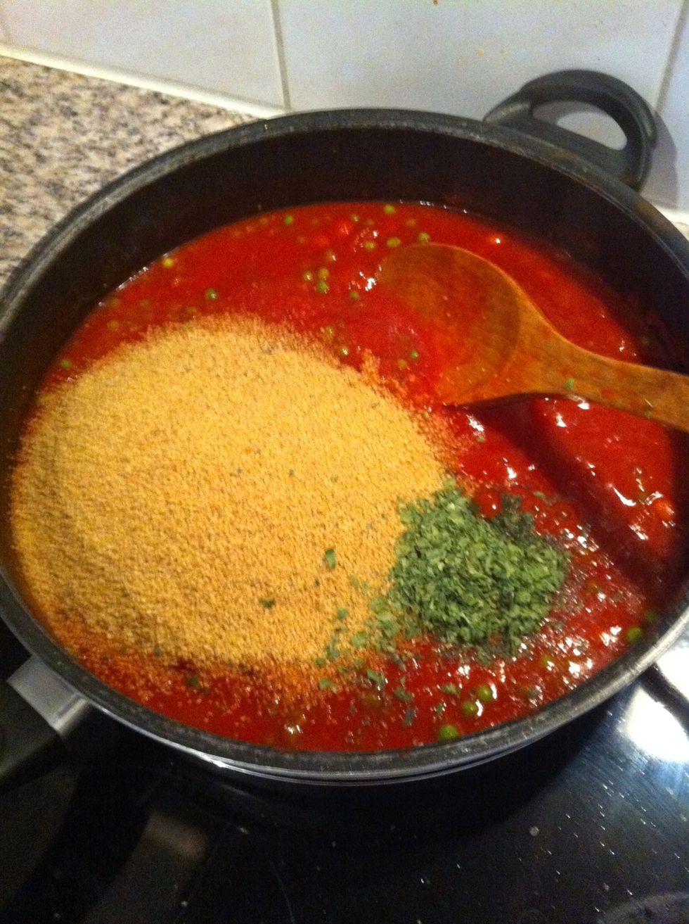 Add the ingredients to the pan.