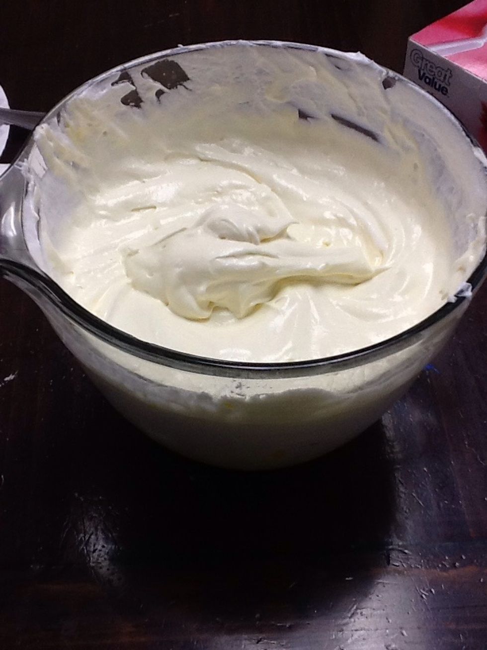 Add the jell-o and whipped cream together and mix it but not to much keep it thick