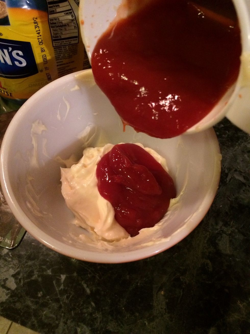 Add the ketchup to it