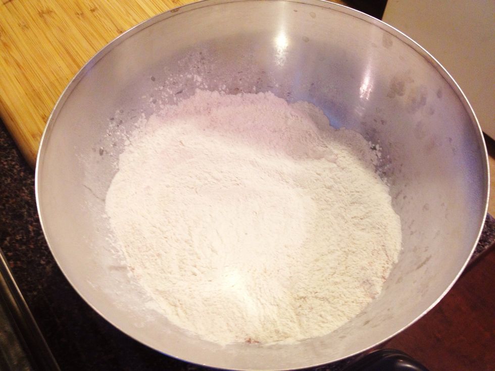 Add the kosher salt, pepper and paprika to the flour and mix well with a fork.