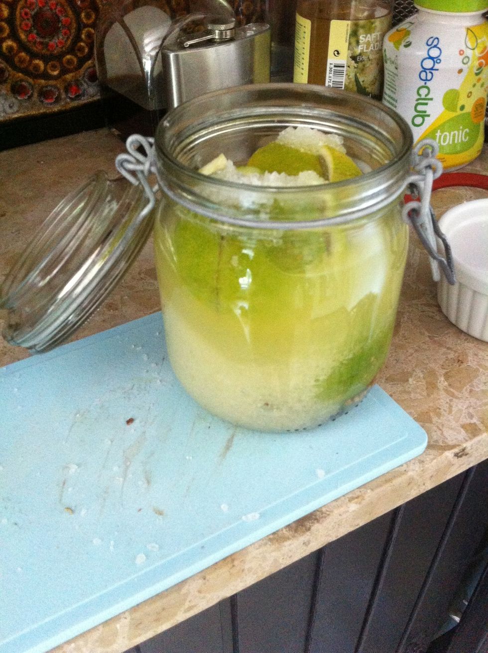 Add the lemon juice to the jar.