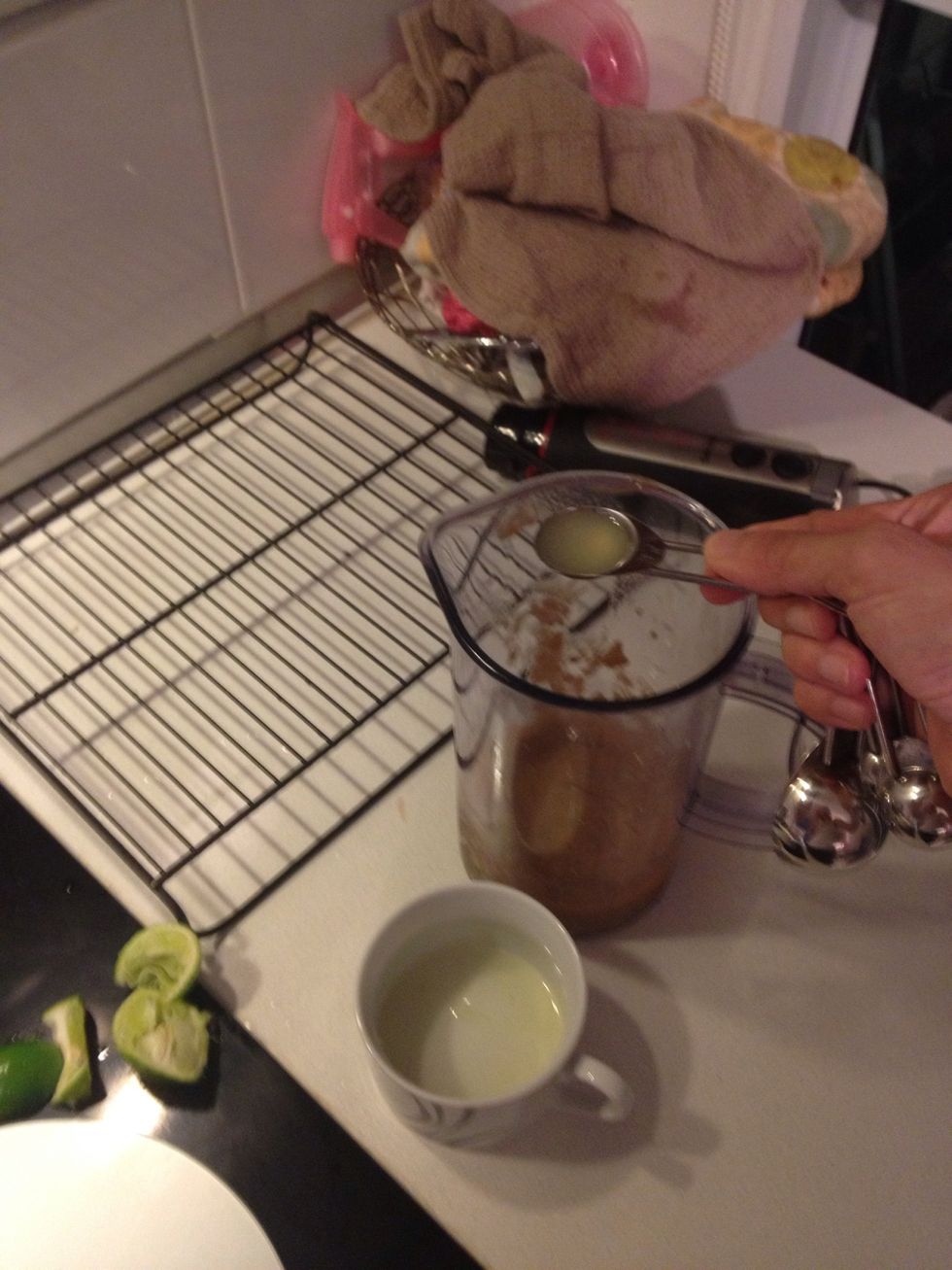 Add the lime juice to your banana puree.