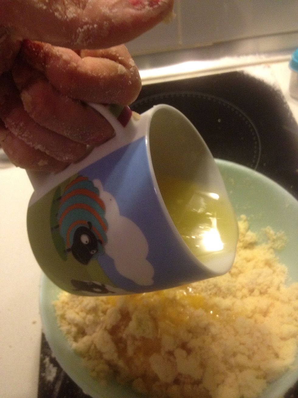 Add the liquid ingredient (don't forget it give it the last stir before pouring)