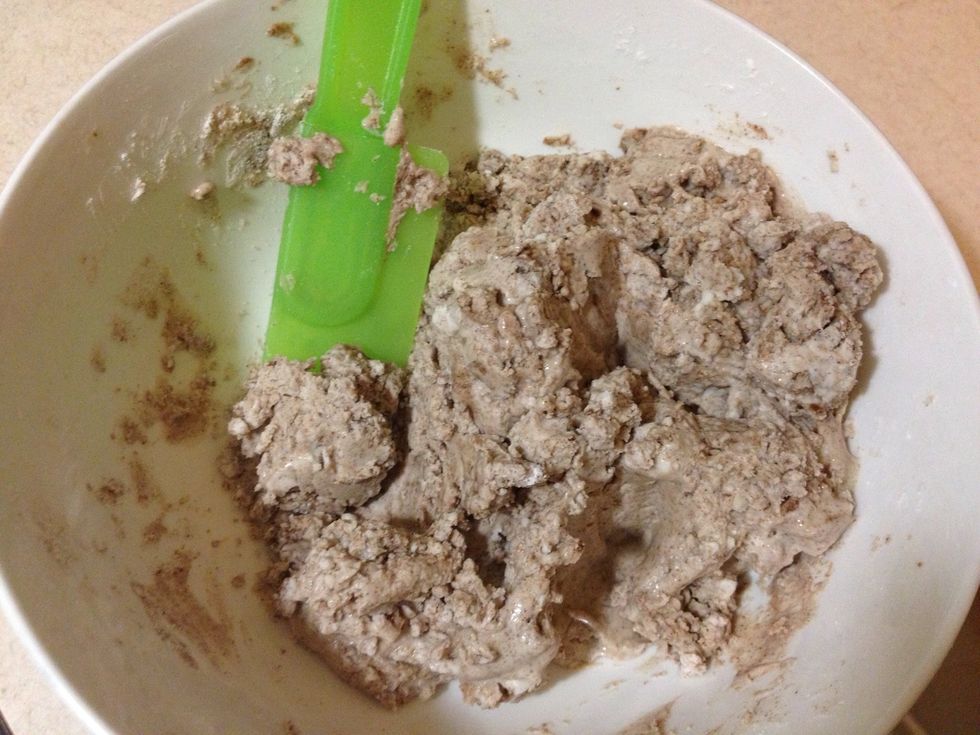 Add the liquid to the flour mixture slowly and gauge how the consistency is... Shouldn't been too dry or too runny.