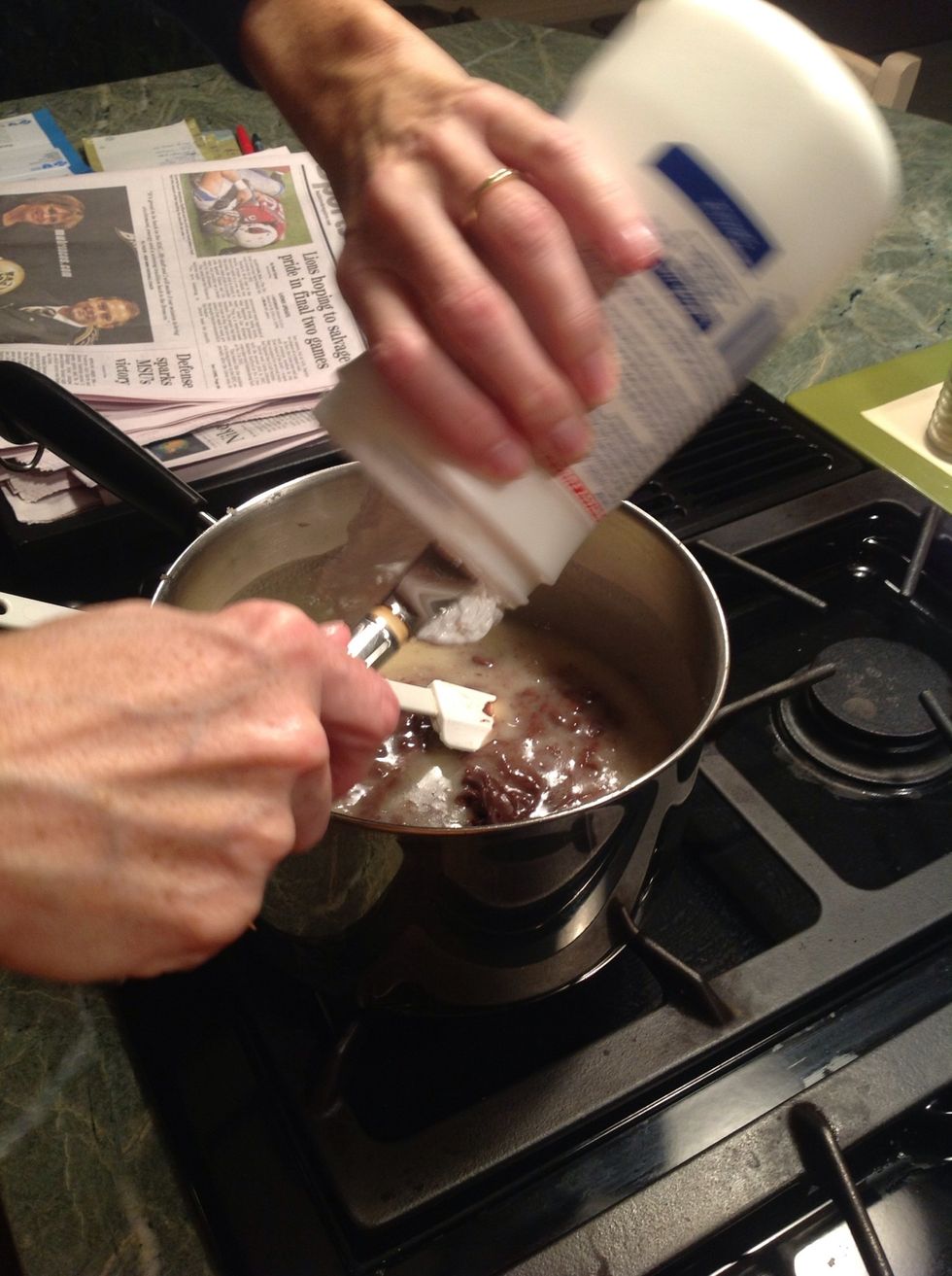 Add the marshmallow paste and vanilla