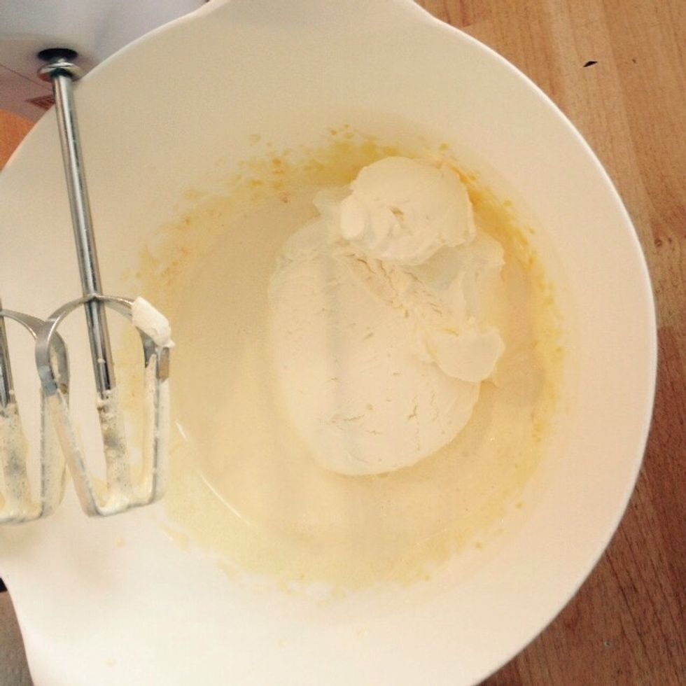 Add the Mascarpone cheese in and whisk until homogeneous