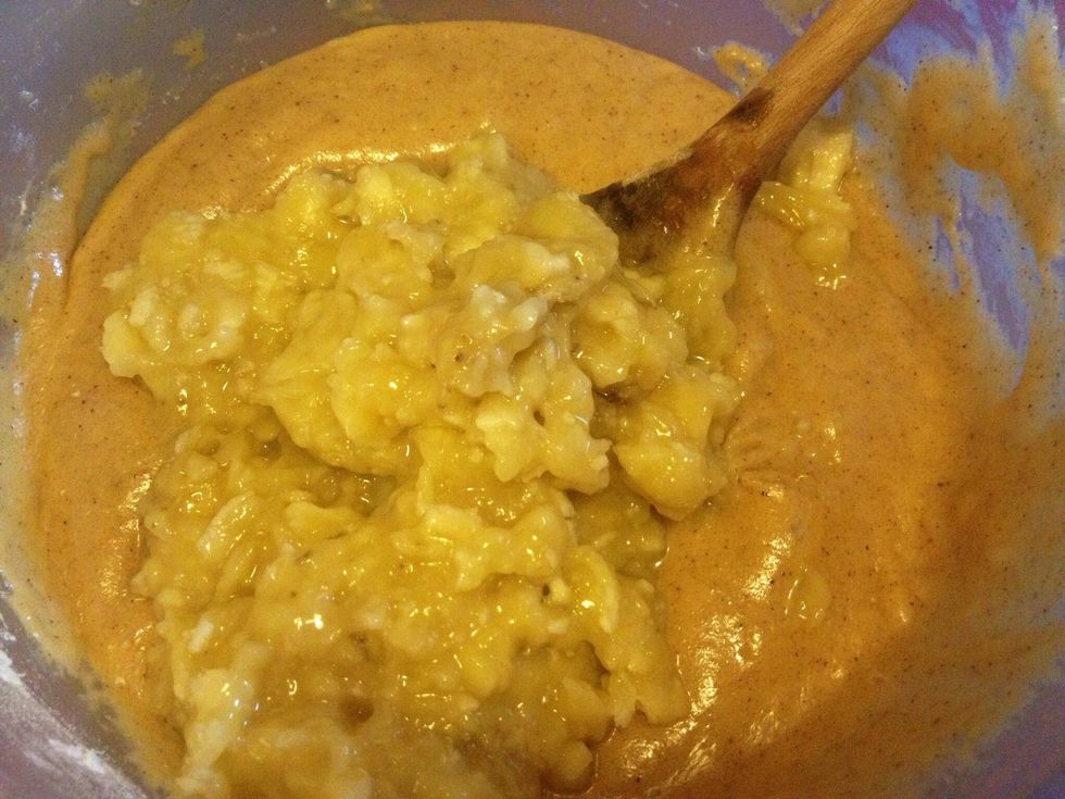 ..add the mashed bananas..