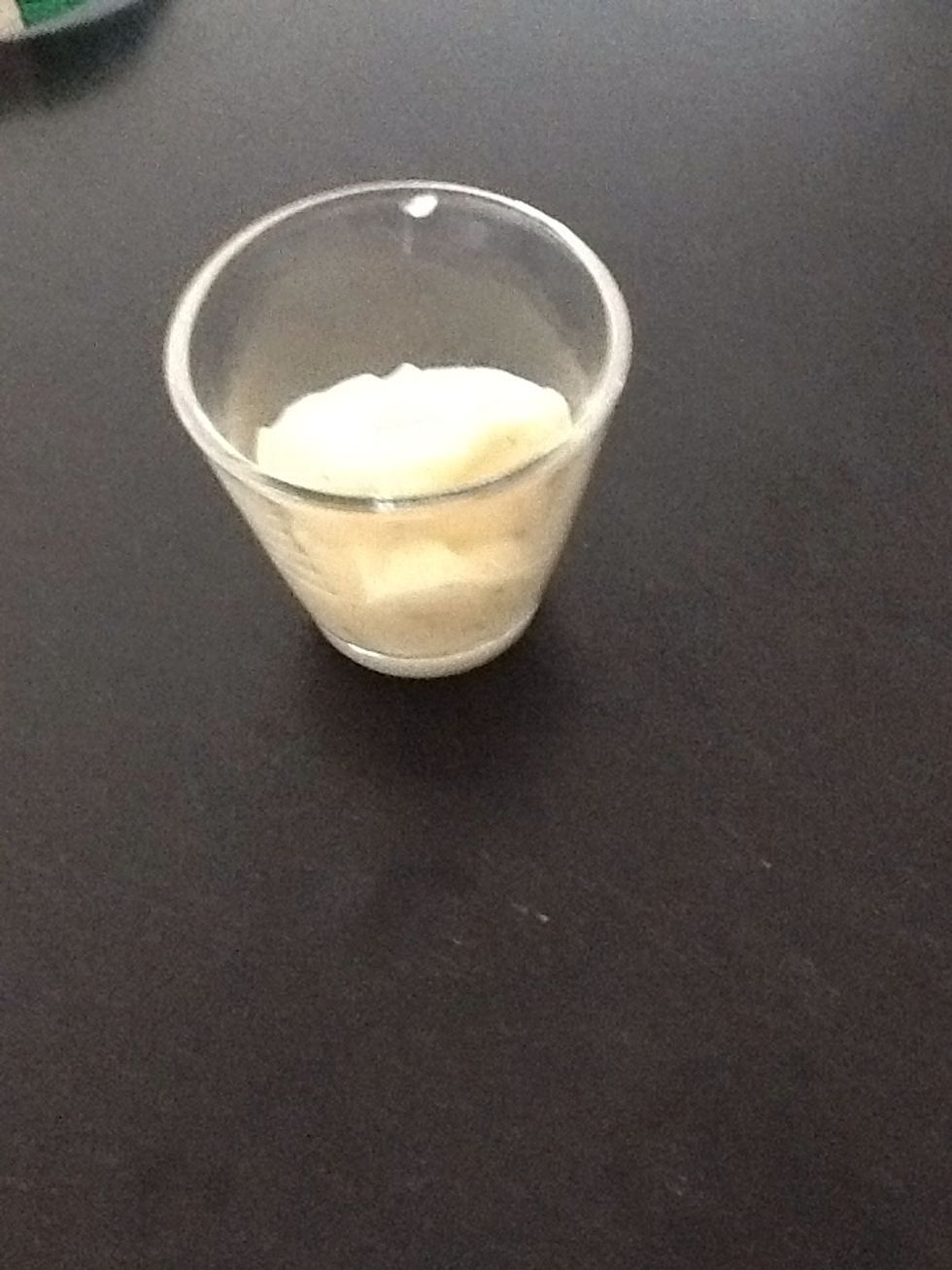 Add the mayo into a container of your choise, here I'm using a tiny glass