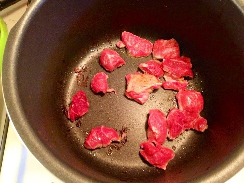 Add the meat a few pieces at a time.