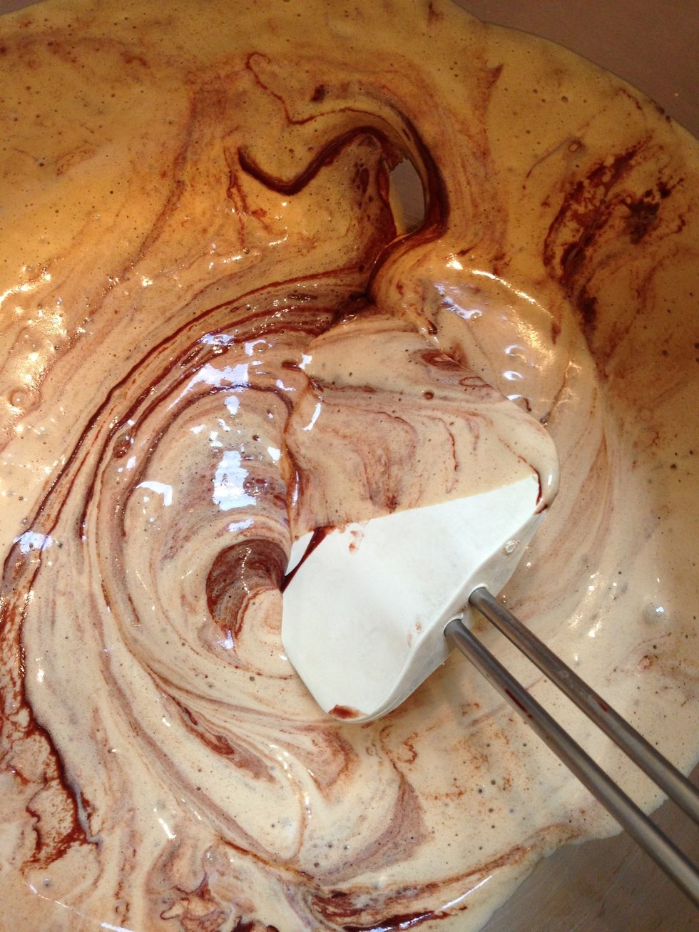 Add the melted and cooled choclate