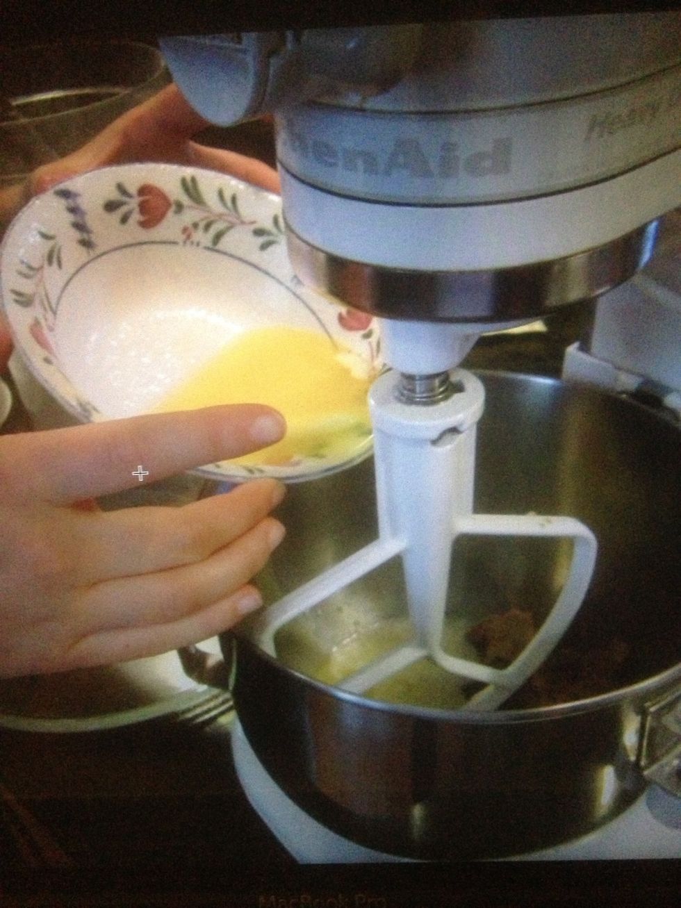 Add the melted butter and mix