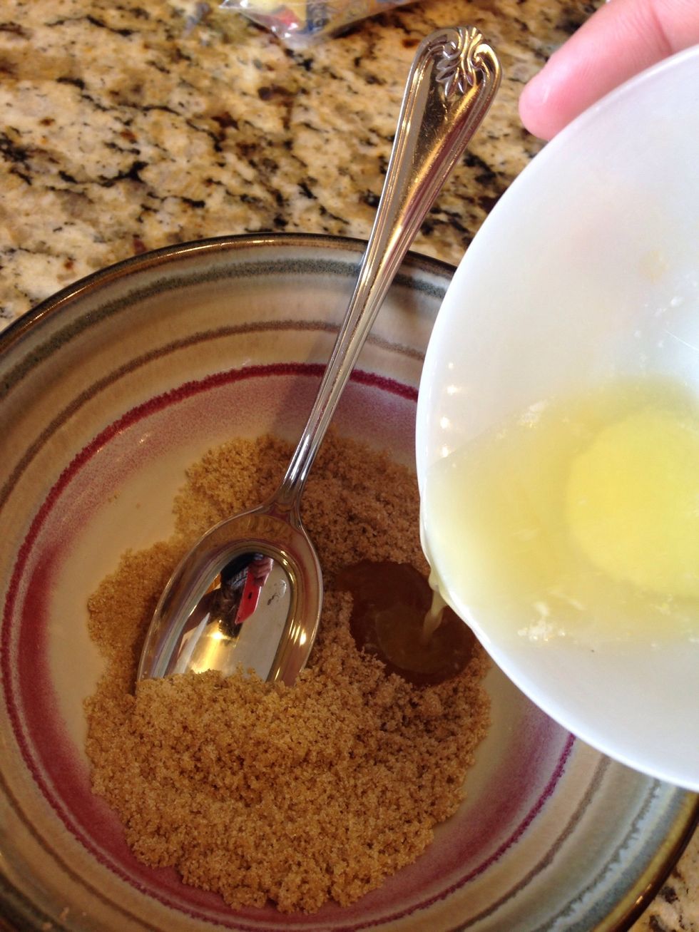Add the melted butter and stir