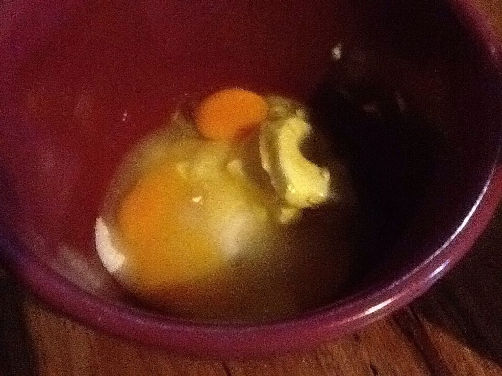 Add the melted butter, white sugar and 2 eggs