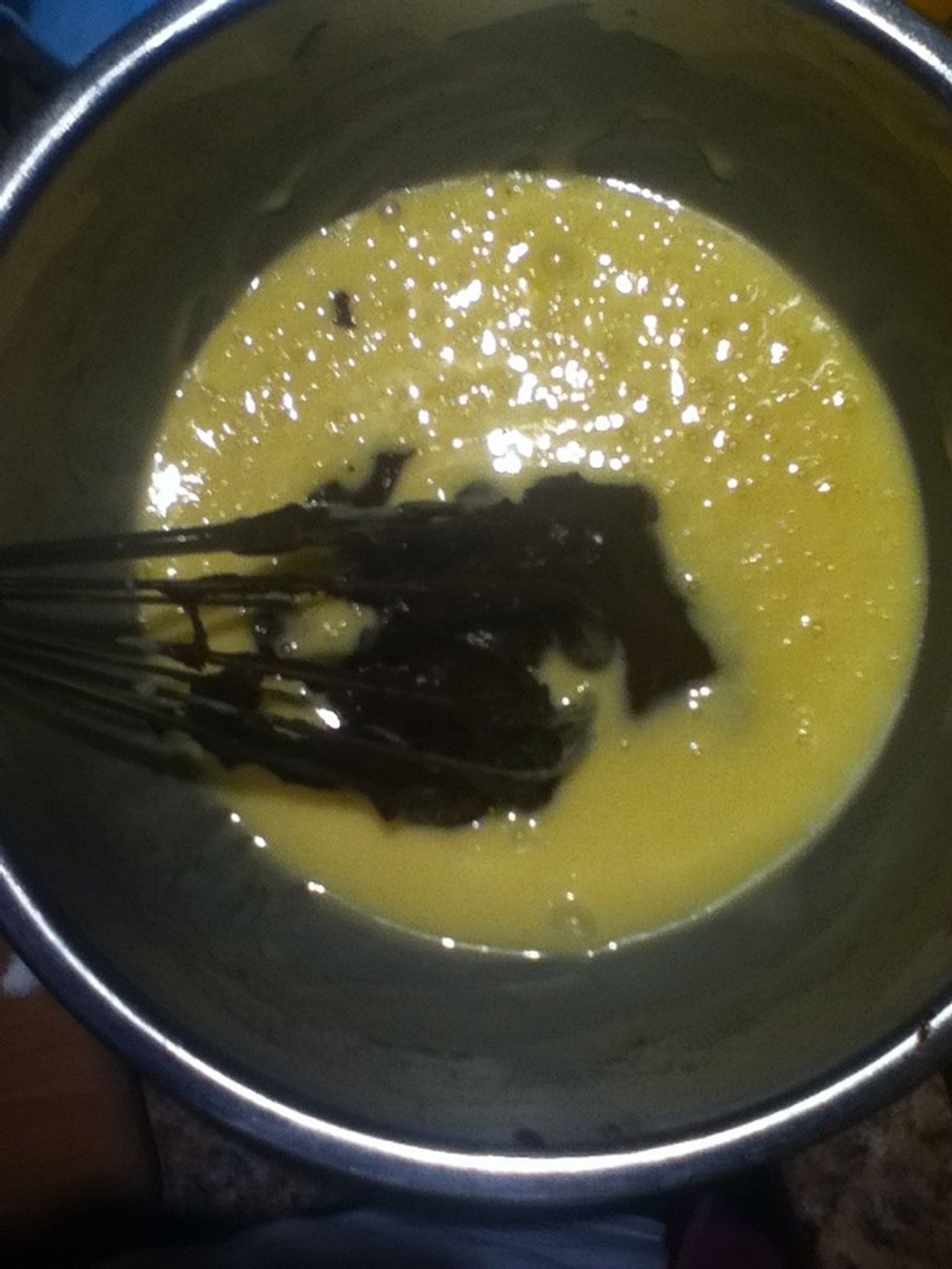 Add the melted chocolate to the other ingredients