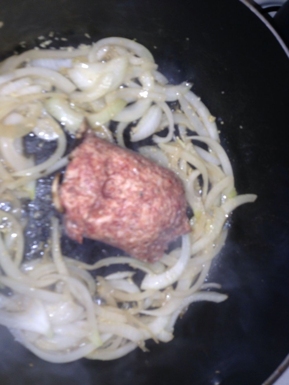 Add the miced pork sausage