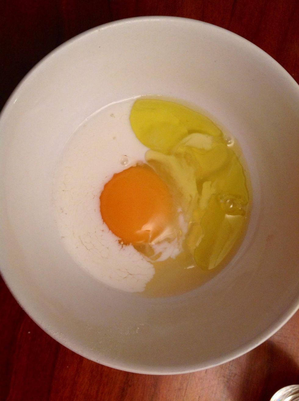 Add the milk & the oil.