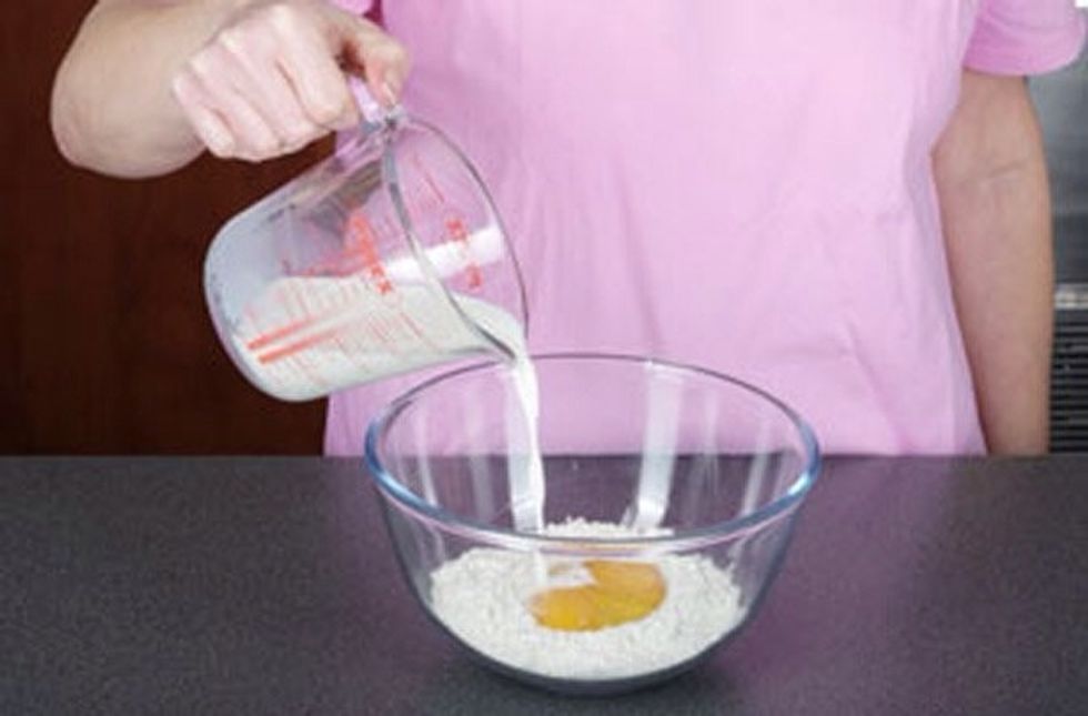 Add the milk to the mixture
