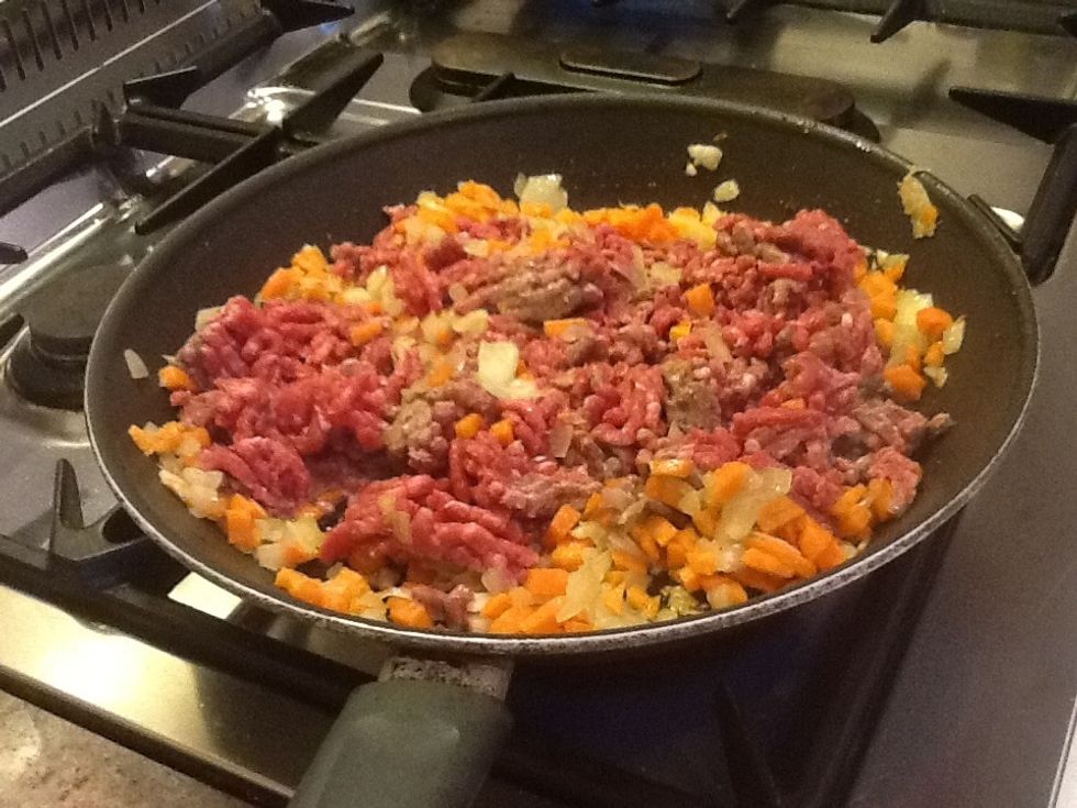 Add the minced meat.