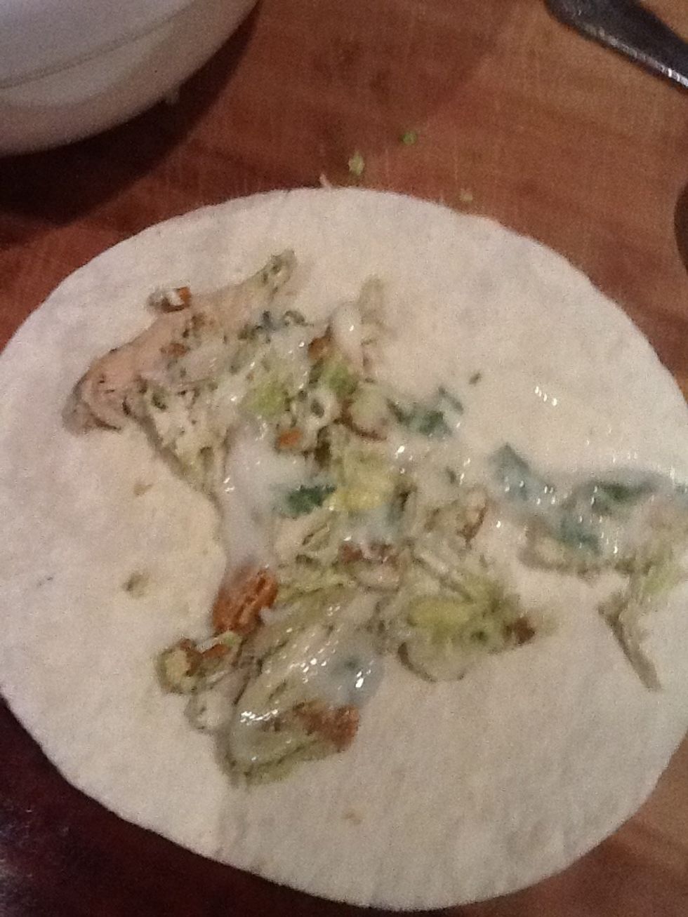 Add the mix onto the wrap.