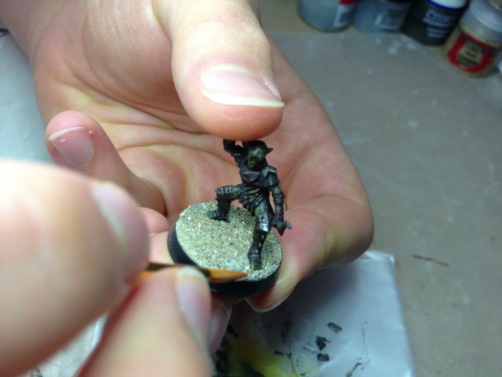 Add the mix to the base. Again, work swiftly. If you're still working when the glue starts to soften, the results can be disastrous.